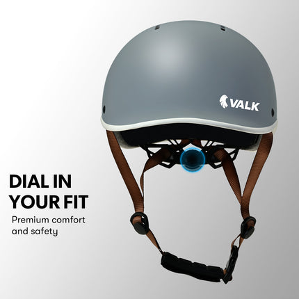 VALK Retro Bike Helmet, 56-61cm S, M, L Universal Dial Fit System, Graphite Blue.