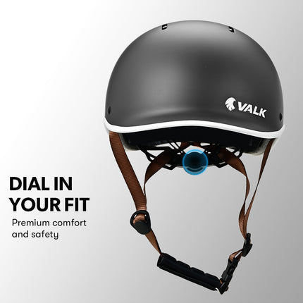 VALK Retro Bike Helmet, 56-61cm S, M, L Universal Dial Fit System, Graphite Blue.