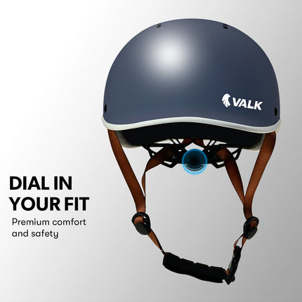 VALK Retro Bike Helmet, 56-61cm S, M, L Universal Dial Fit System, Shadow Navy.