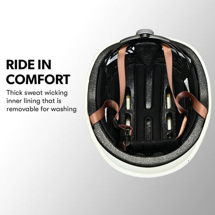 Valk Retro Bike Helmet, 56-61cm S, M, L Universal Dial Fit System, Arctic White.