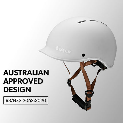 Valk Retro Bike Helmet, 56-61cm S, M, L Universal Dial Fit System, Arctic White.