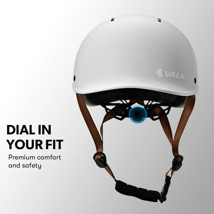 Valk Retro Bike Helmet, 56-61cm S, M, L Universal Dial Fit System, Arctic White.