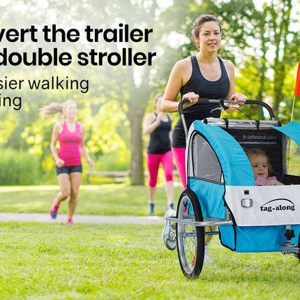 Tag-along Kids Bike Trailer Child Bicycle Pram Stroller Children Jogger Blue.