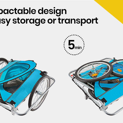 Tag-along Kids Bike Trailer Child Bicycle Pram Stroller Children Jogger Blue.