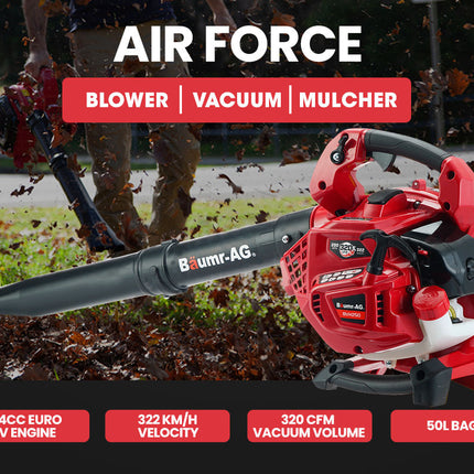 BAUMR-AG Cordless Leaf Blower Vacuum Petrol Hand Garden Lawn Held Vac 2-Stroke.