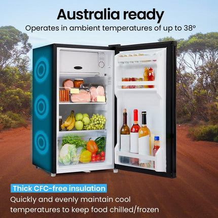 GECKO 95L Portable Upright Fridge and Freezer, 12V/24V for Camping, Caravans, Black.