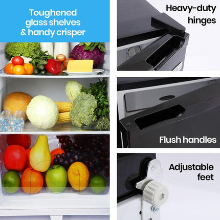 GECKO 95L Portable Upright Fridge and Freezer, 12V/24V for Camping, Caravans, Black.