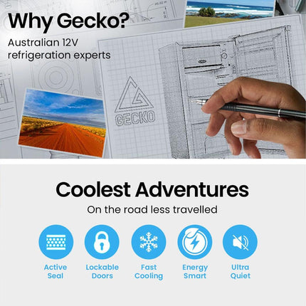 GECKO 125L Portable Upright Fridge, 12V/24V for Motorhome, Caravan, Black.