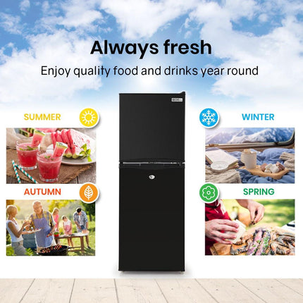 GECKO 125L Portable Upright Fridge, 12V/24V for Motorhome, Caravan, Black.