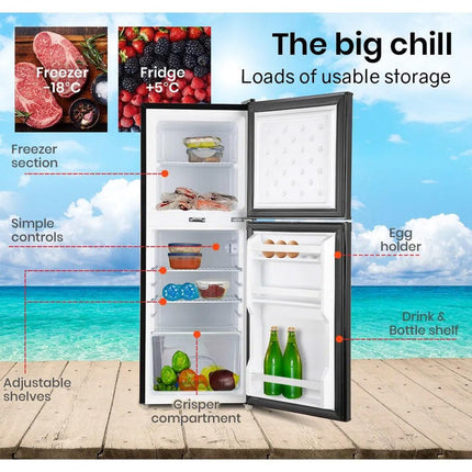 GECKO 125L Portable Upright Fridge, 12V/24V for Motorhome, Caravan, Black.