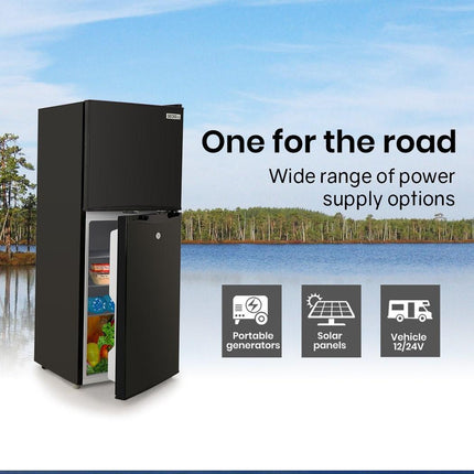 GECKO 125L Portable Upright Fridge, 12V/24V for Motorhome, Caravan, Black.