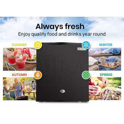 GECKO 57L Portable Camping Bar Fridge with Freezer 12V/24V, Black.