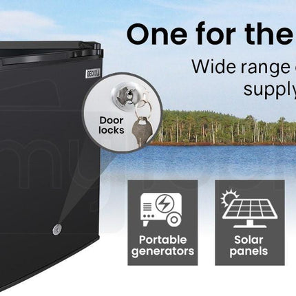 GECKO 57L Portable Camping Bar Fridge with Freezer 12V/24V, Black.