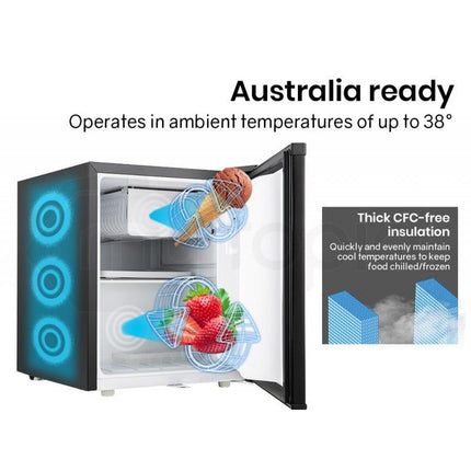 GECKO 57L Portable Camping Bar Fridge with Freezer 12V/24V, Black.