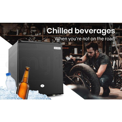 GECKO 57L Portable Camping Bar Fridge with Freezer 12V/24V, Black.