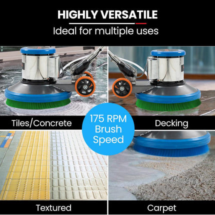 Auch 17" Commercial Orbital Scrubber & Polisher, Hard Floor Buffer, Carpet Cleaner, 12L Solution Tank, 2 Brushes.