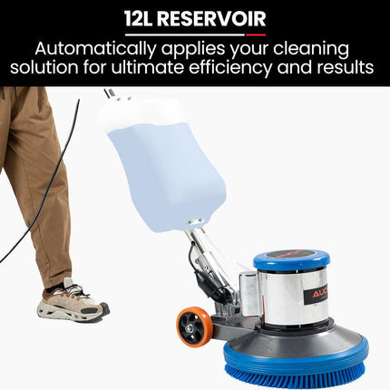 Auch 17" Commercial Orbital Scrubber & Polisher, Hard Floor Buffer, Carpet Cleaner, 12L Solution Tank, 2 Brushes.