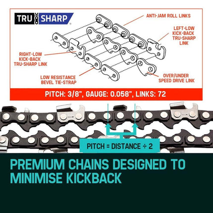 2 X 18 Baumr-AG Chainsaw Chain 18in Bar Replacement Suits SX45 45CC Saws.