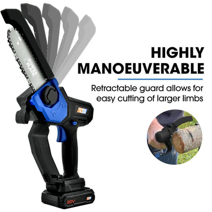 POWERBLADE SW7 20V Cordless Convertible Mini Chainsaw Pole Saw Kit, Telescopic Electric Tree Pruner with Lithium Battery & Fast Charger.