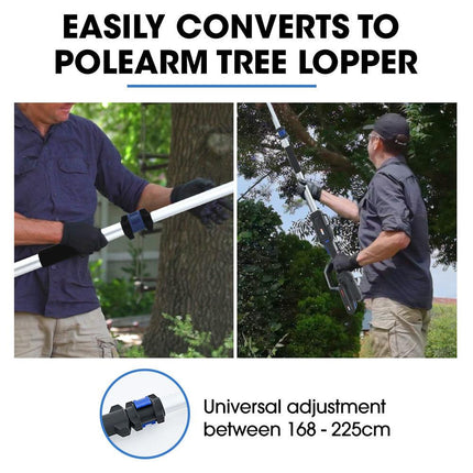 POWERBLADE SW7 20V Cordless Convertible Mini Chainsaw Pole Saw Kit, Telescopic Electric Tree Pruner with Lithium Battery & Fast Charger.