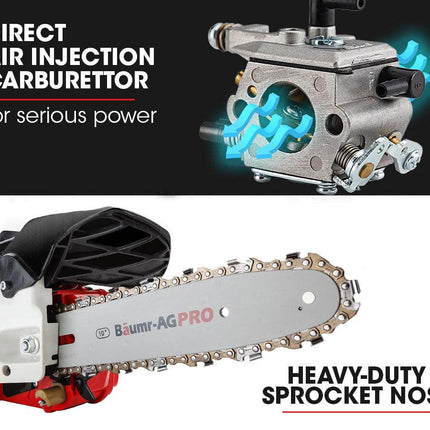Baumr-AG 25CC Petrol Chainsaw Arborist 10 Bar Tree Pruning Garden Chain Saw.
