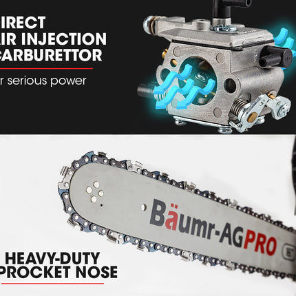 Baumr-AG 38CC Petrol Commercial Chainsaw 16 Bar E-Start 3.2 HP Chain Saw.
