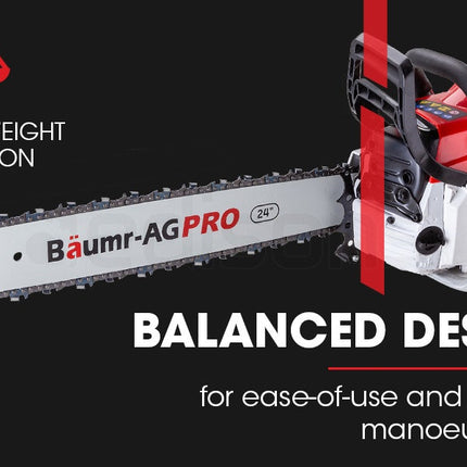 BAUMR-AG Petrol Commercial Chainsaw 24 Bar E-Start Chain Saw Top Handle Pruning.