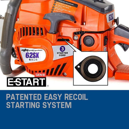 MTM Petrol Commercial Chainsaw 22 Bar E-Start Tree Pruning Chain Saw Top Handle.