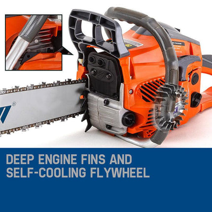 MTM Petrol Commercial Chainsaw 22 Bar E-Start Tree Pruning Chain Saw Top Handle.