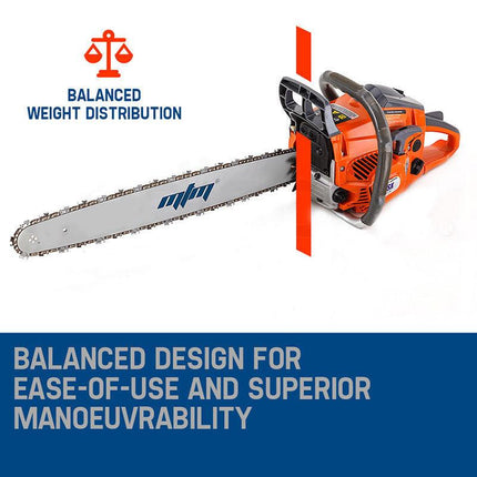 MTM Petrol Commercial Chainsaw 22 Bar E-Start Tree Pruning Chain Saw Top Handle.