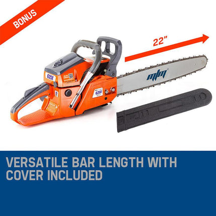 MTM Petrol Commercial Chainsaw 22 Bar E-Start Tree Pruning Chain Saw Top Handle.