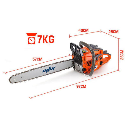 MTM Petrol Commercial Chainsaw 22 Bar E-Start Tree Pruning Chain Saw Top Handle.