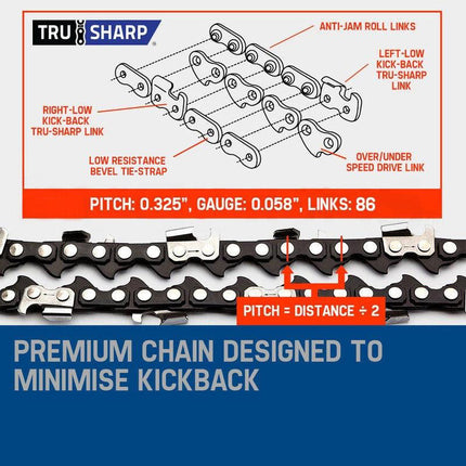 MTM Petrol Commercial Chainsaw 22 Bar E-Start Tree Pruning Chain Saw Top Handle.