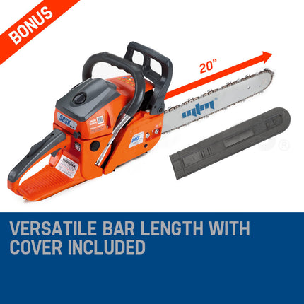 MTM Chainsaw Petrol Commercial 20 Bar E-Start Tree Pruning Chain Saw HP.