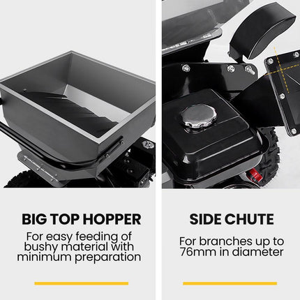 MICHIGAN 7HP 212cc Petrol Commercial Wood Chipper Shredder, Tree Mulcher - Raptor 950.