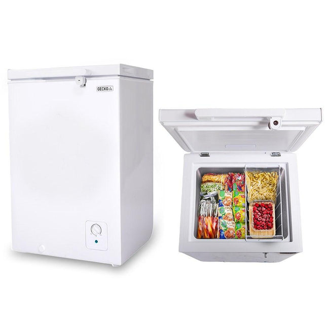 GECKO 100L Portable Chest Freezer, 12V/24V/240V for Motorhome and Caravan, White.