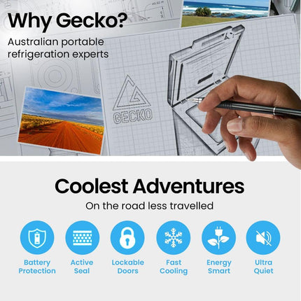 GECKO 100L Portable Chest Freezer, 12V/24V/240V for Motorhome and Caravan, White.