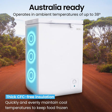 GECKO 100L Portable Chest Freezer, 12V/24V/240V for Motorhome and Caravan, White.