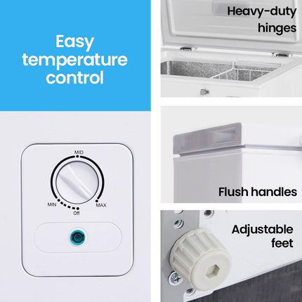 GECKO 100L Portable Chest Freezer, 12V/24V/240V for Motorhome and Caravan, White.
