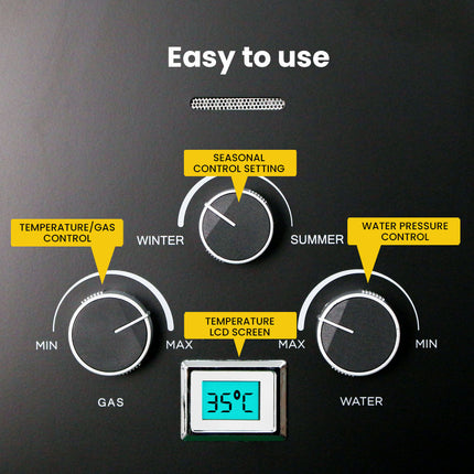Thermomate Portable Gas Outdoor Camping Hot Water Heater System, with 12V Pump, Shower Head, Black.