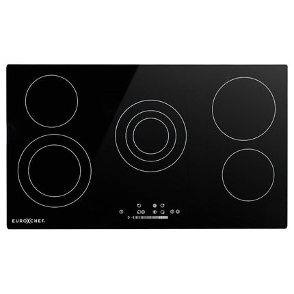 EuroChef 90cm 5 Zone Ceramic Cooktop, 8900W Electric, FlexiZone Adjustable Size Hobs, Touch Controls.