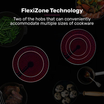 EuroChef 90cm 5 Zone Ceramic Cooktop, 8900W Electric, FlexiZone Adjustable Size Hobs, Touch Controls.