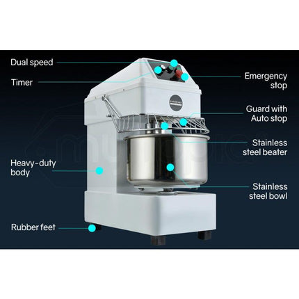 EUROCHEF 30L Spiral Dough Mixer Commercial Machine Bakery Bread Kneader Litre Small.