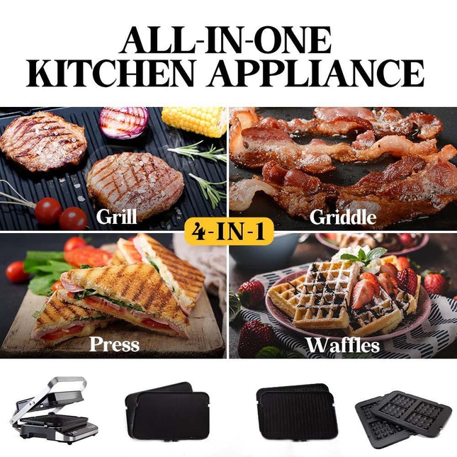 EUROCHEF EUC-CG7 Smart Multi Contact Grill Sandwich Panini Press Maker Fast Cafe Style.