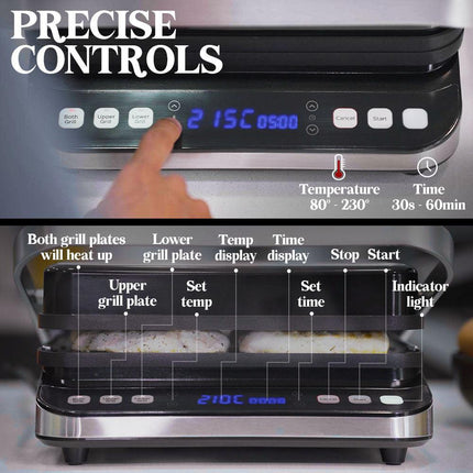 EUROCHEF EUC-CG7 Smart Multi Contact Grill Sandwich Panini Press Maker Fast Cafe Style.