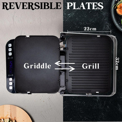 EUROCHEF EUC-CG7 Smart Multi Contact Grill Sandwich Panini Press Maker Fast Cafe Style.