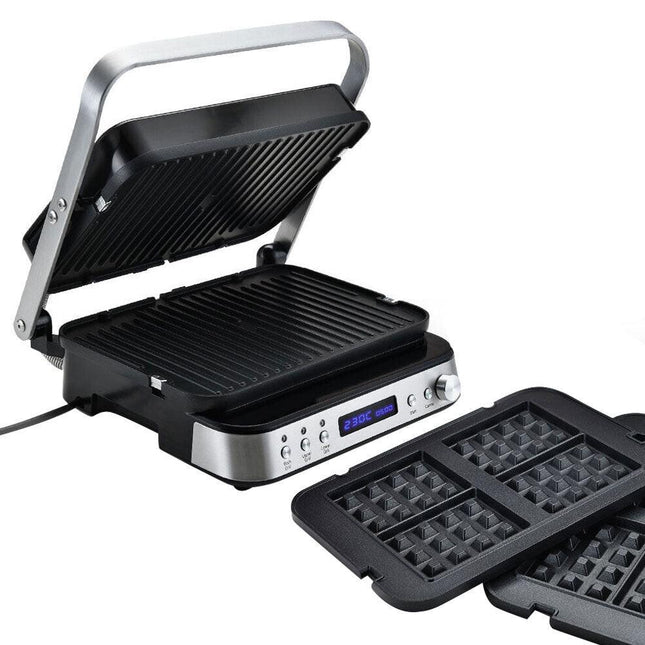 EUROCHEF Smart Multi Contact Grill Sandwich Press Panini Waffle Maker Griddle Stainless Steel.