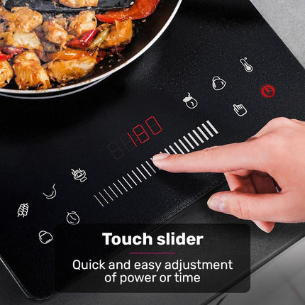 EUROCHEF Induction Cooktop, 2000W, 9 Heat Levels, Fast Electric Portable Cooker, Touch Controls with Slider.