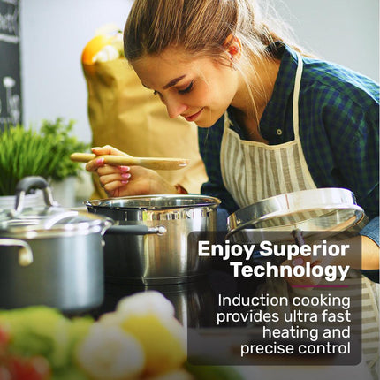 EuroChef 30cm 2 Zone Induction Cooktop, 3300W Electric, Touch Controls.