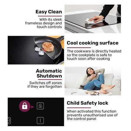 EuroChef 30cm 2 Zone Induction Cooktop, 3300W Electric, Touch Controls.
